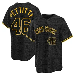 Andy Pettitte New York Yankees Youth Replica Snake Skin City Jersey - Black