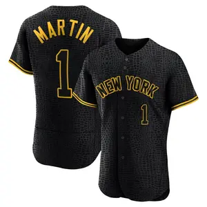 Billy Martin New York Yankees Authentic Snake Skin City Jersey - Black