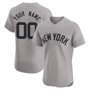 Custom New York Yankees Elite Road Jersey - Gray