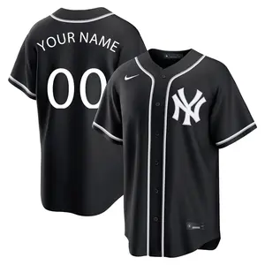 Custom New York Yankees Replica Fashion Out Jersey - Black