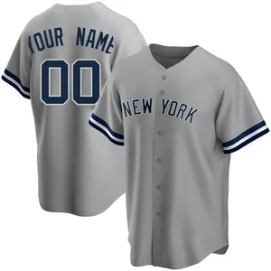 Custom New York Yankees Replica Road Name Jersey - Gray