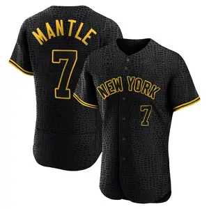 Mickey Mantle New York Yankees Authentic Snake Skin City Jersey - Black