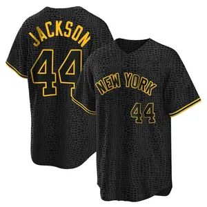 Reggie Jackson New York Yankees Replica Snake Skin City Jersey - Black
